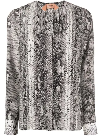N&deg;21 Blouse met slangenprint - Zwart