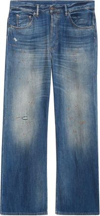 Acne Studios 2021M Trafalgar Distressed Straight Leg Jeans in Mid Blue at Nordstrom, Size 29 X 32