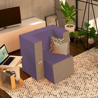 Baldiflex Poltrona Morbida Convertibile in Pouf color Viola Praticha - Baldiflex