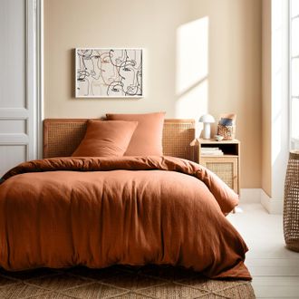 Sweeek Sweeek - Juego De Cama De Gasa De Algod&oacute;n Terracota, Alix, 220x240x220 Cm