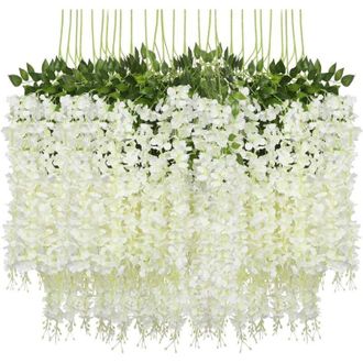 OEM 24 Piezas De Flores Artificiales De Glicinia, Flores Artificiales De Seda Para Decoraci&oacute;n De Hogar, Jard&iacute;n, Bodas Y Fiestas -crezuo