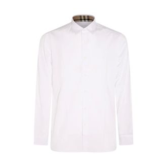 Burberry Overhemden, Heren, Wit, L, Katoen, Witte Katoenen Klassieke Overhemd