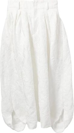 Comme Des Gar&ccedil;ons Bloemen Geborduurde Cropped Broek - Dames - Vrijetijds broeken - Wit - M - Polyester - Broeken
