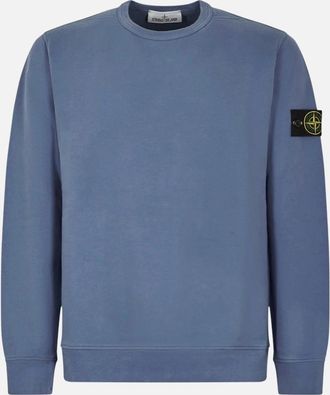 Stone Island Mens Stone Island Brushed Organic Cotton Blue Sweatshirt - Cream - Size: 42