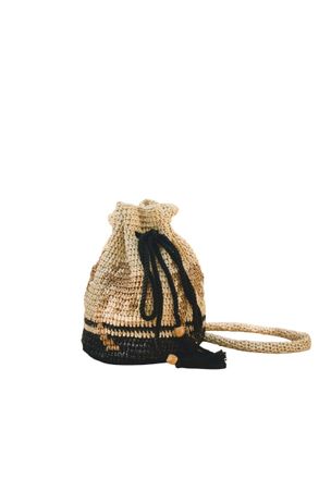 Hunter Bell Raffia Bucket Bag In Palm Tree