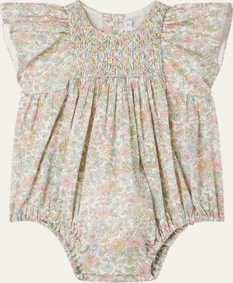 BONPOINT Girls Floral Cotton Romper, Size 3M-18M