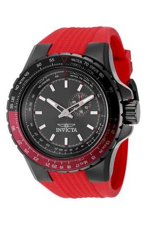 Invicta 49732 Aviator Watch in Gunmetal/Red at Nordstrom Rack