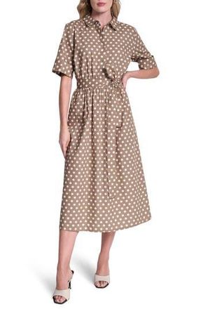 DKNY Tie Waist Shirtdress in Cappucino/Ivory at Nordstrom Rack, Size 14