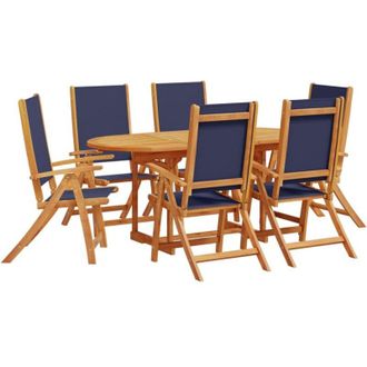 vidaXL Juego Comedor De Jard&iacute;n 7 Pzas Madera Maciza Acacia Y Textileno