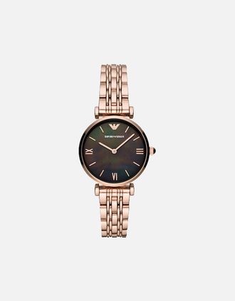 Emporio Armani Womens Emporio Armani AR11145 Ladies Watch T-Bar Gianni Rose Gold - Black
