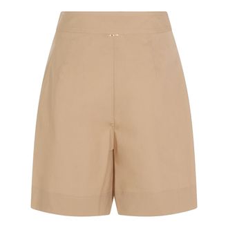 Twin-Set Pleated Cotton-Elastane Shorts - Beige