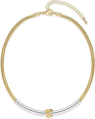 Liv Oliver 18k Gold Two Tone Knot Necklace