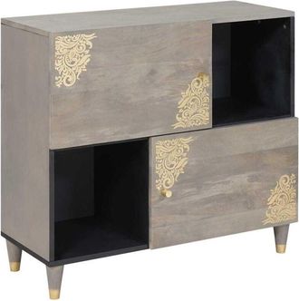 vidaXL Sideboard Grey and Gold 80 x 33 x 75 cm Solid Mango Wood vidaXL