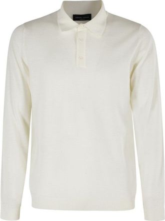 Roberto Collina Long-Sleeved Ecru Polo With Classic Collar