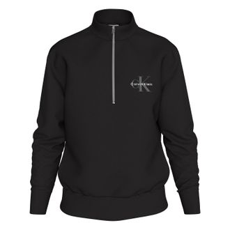 Calvin Klein Heren Monogram Sweatshirt met Kwart Ritssluiting (Zwart)