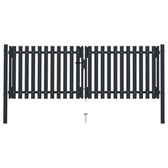 Berkfield Home Double Door Fence Gate Steel 306x175 cm Anthracite