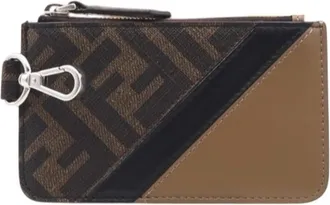 Fendi Beige Black Brown Coated Canvas Coin Purse/Coin Case (Pre-Owned)