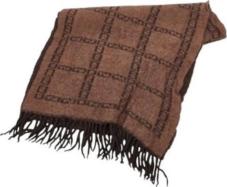 Fendi Pre-owned Scarves, female, Brown, Size: ONE SIZE Pre-owned Wool Scarf