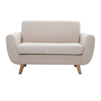 Miliboo Miliboo - Sof&aacute; N&oacute;rdico 2 Plazas Beige Y Madera De Caucho Maciza Pure