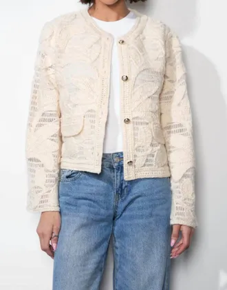 Greylin Sutton Open Crochet Cardigan In Cream