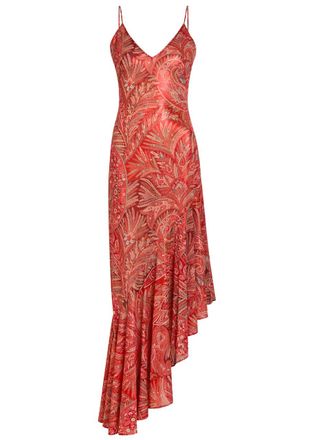 Etro Printed Asymmetric Chiffon Maxi Dress - Multicoloured - 46 (UK14 / L)