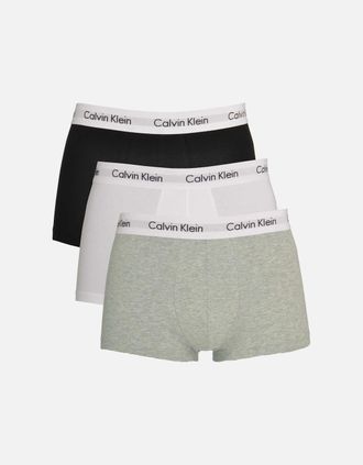 Calvin Klein Mens 3-Pack Low-Rise Boxer Trunks, Black/Grey/White - Size: 37/36/32