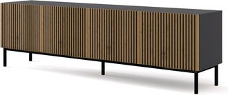 AKL FURNITURE Mueble para TV efecto madera Crema y Negro