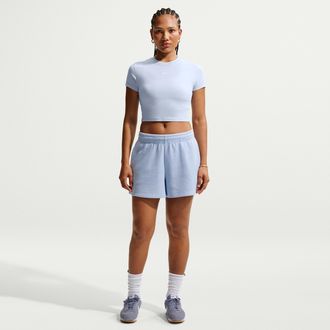 Nike Womens Nike Sportswear Chill Waffle Loose Mid-Rise Shorts in Blue | IF0579-407