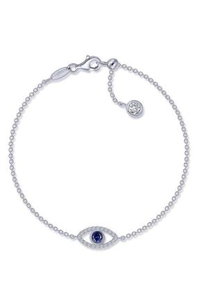 Lafonn Simulated Diamond & Lab-Created Sapphire Evil Eye Bracelet in Blue at Nordstrom, Size 7.5