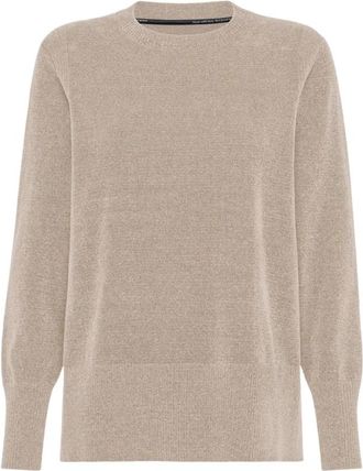 Roberto Ricci Design Velvet Vent Ronde Knit - Dames - Ronde hals truien - Beige - 3XL - Polyester - Truien & Vesten