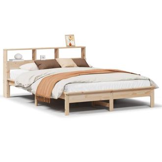 Berkfield Home Bookcase Bed without Mattress 120x200 cm Solid Wood Pine in Natural | Size: Small Double