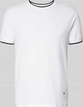 Manuel Ritz T-Shirt mit Rundhalsausschnitt und Kontraststreifen in Weiss, Gr&ouml;&szlig;e XXL