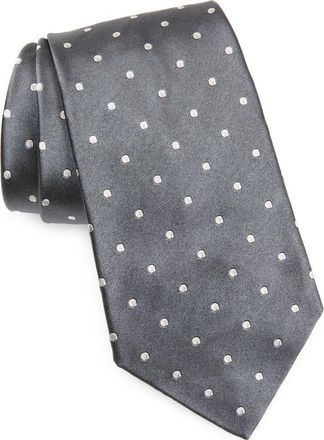 Ralph Lauren Purple Label Grey Polka Dot Silk Tie in Dark Grey at Nordstrom