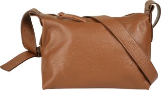Cluty Umh&auml;ngetasche CLUTY, Damen, Gr. B/H/T: 26cm x 18cm x 12cm onesize, cognac, Leder, leicht gl&auml;nzend, unifarben, Taschen Umh&auml;ngetasche, echt Leder, Made 