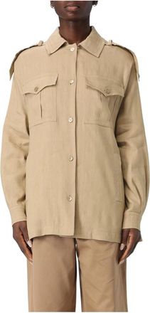 Alberta Ferretti Linnen-Viscose Stretch Jasje - Dames - Zomerjassen - Beige - M - Linnen - Jassen