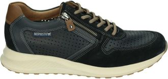 Mephisto Blauwe Vrijetijdsschoenen Dino Perf Velsport - Heren - Sneakers - Blauw - 46 EU - Leer - Schoenen