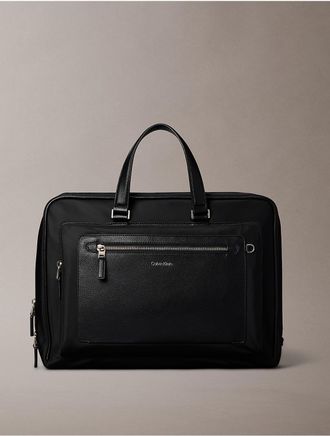 Calvin Klein Mens Raised Logo Slim Commuter Bag - Black