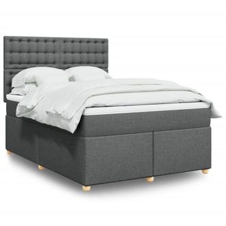 vidaXL Vidaxl - Cama Box Spring Con Colch&oacute;n Tela Gris Oscuro 140x190 Cm