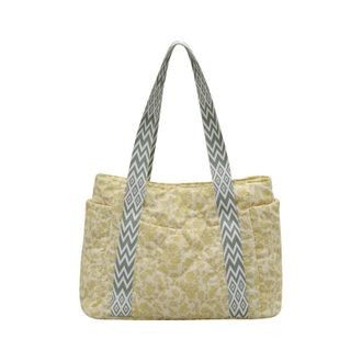 Generic Womens Quilted Tote Bag Cute Nylon Floral Shoulder Bags Puffer Handbag with Bow Charm & Side Pockets, Teacher, Mom, Daily Wear (Green,One Size)