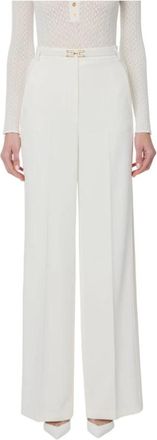 Elisabetta Franchi Elegante Cropped Broek met Satijnen Banden - Dames - Wijde Broeken - Wit - XS - Satijn - Broeken