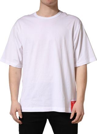 Dolce & Gabbana White Cotton Short Sleeves Crew Neck Mens T-shirt