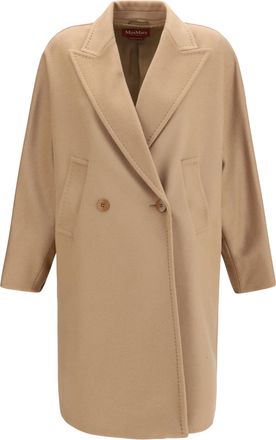 Max Mara Womens Coat Double-Breasted Wool Drap Camel Fleece (ovis Aries)