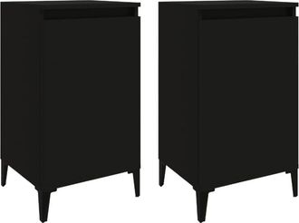 vidaXL Vidaxl - Mesitas de noche 2 uds madera contrachapada negro 40x35x70 cm