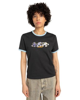 Element T-Shirt ELEMENT Second Nature Ringer, Damen, Gr. XS, off schwarz, Obermaterial: 100% Walkfrottier;, Shirts T-Shirt