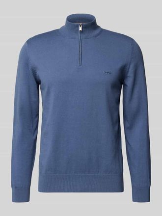 HUGO BOSS Regular Fit Troyer aus reiner Baumwolle Modell PADRO-L in Blau, Größe XXXL