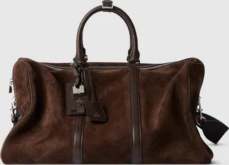 Gucci Medium Perforated GG Duffle Bag, Brown, Suede