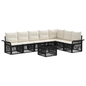 vidaXL Set Divano Da Giardino 8 Pz Nero Polyrattan Vidaxl