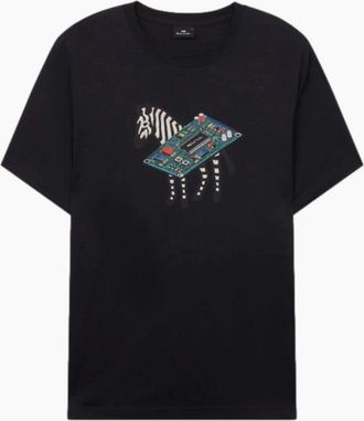 Paul Smith Mens PS Paul Smith Circuit Zebra Shirt 49 DK NAVY - Black - Size: 38