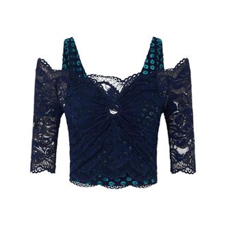 Paco Rabanne Haut Top met korte mouwen - Dames - Blouses & Shirts - Blauw - Maat: XS Polyamide