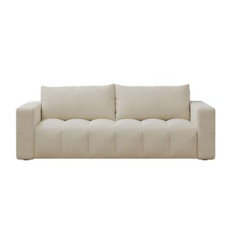 Concept Usine Sof&aacute; cama de 3 plazas con cofre de boucl&eacute; beige